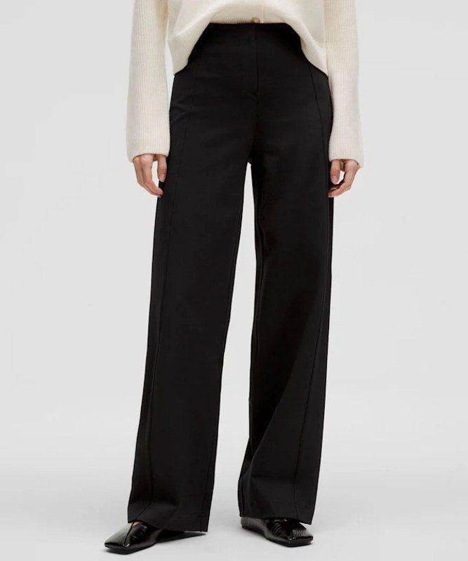 Lululemon Stretch Knit Straight Leg Pull-On Pants Black L Wide Leg Office Career